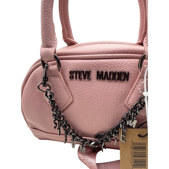 Steve Madden Mini Pink Satchel With Chain Accents Removable Strap Stylish - Picture 3 of 10